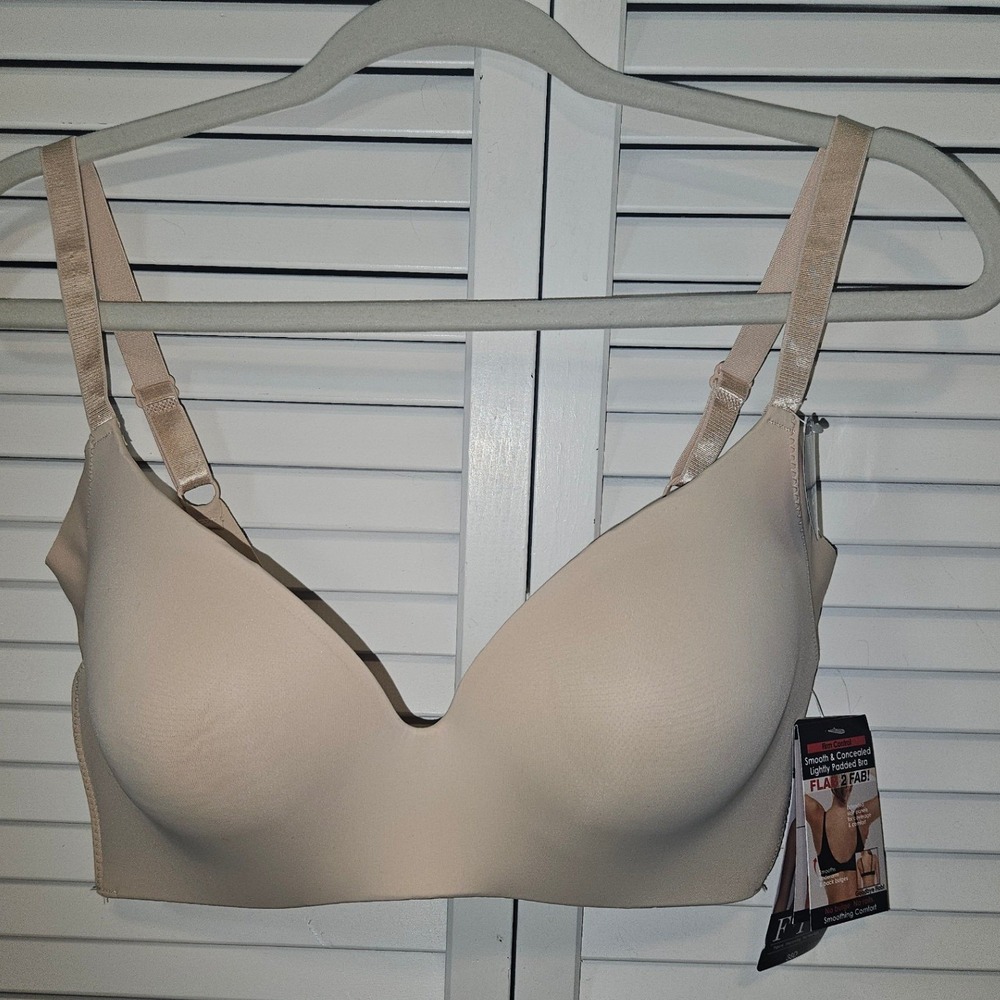 F.I.T. Figure Improving Technology‎ Smooth & Concealed Wireless Bra 38D Tan NWT
